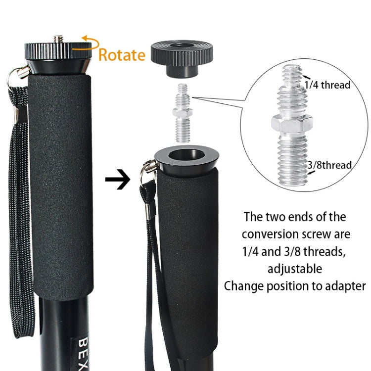 BEXIN P308B Portable Travel Outdoor DSLR Camera Aluminum Alloy Monopod Holder