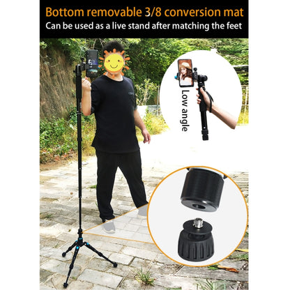 BEXIN P308B Portable Travel Outdoor DSLR Camera Aluminum Alloy Monopod Holder