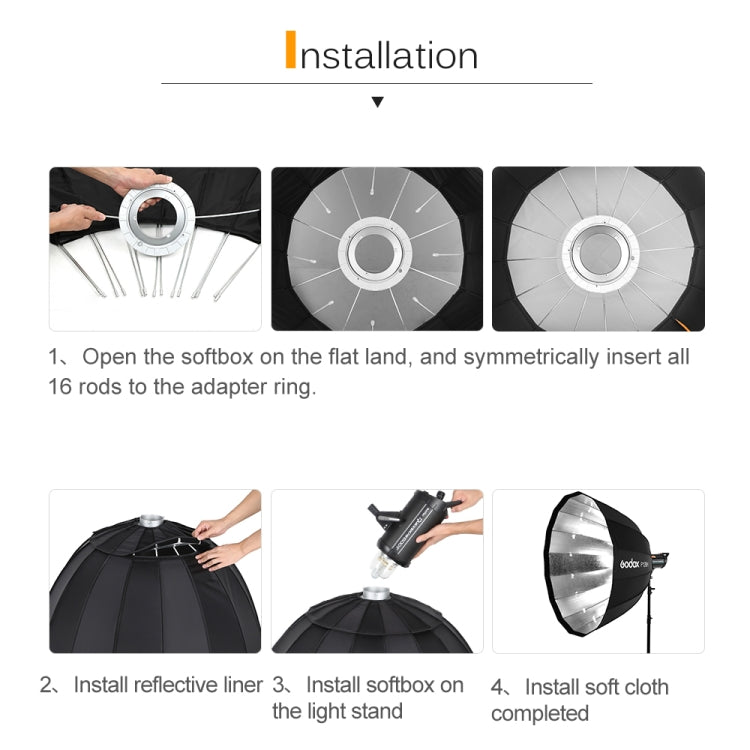 Godox P120H 120cm Deep Parabolic Softbox Reflector Diffuser Studio Light Box