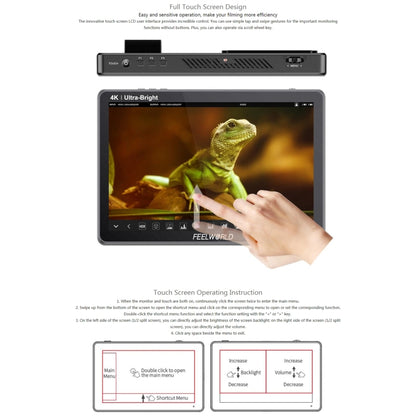 FEELWORLD LUT11S 10.1 inch Ultra High Bright 2000nit Touch Screen DSLR Camera Field Monitor, 3G-SDI 4K HDMI Input Output 1920 x 1200 IPS Panel
