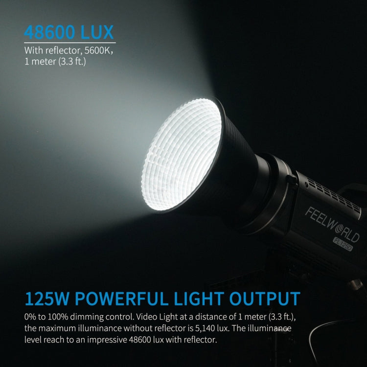 FEELWORLD FL125D 125W Daylight Point Source Video Light, Bluetooth APP Control