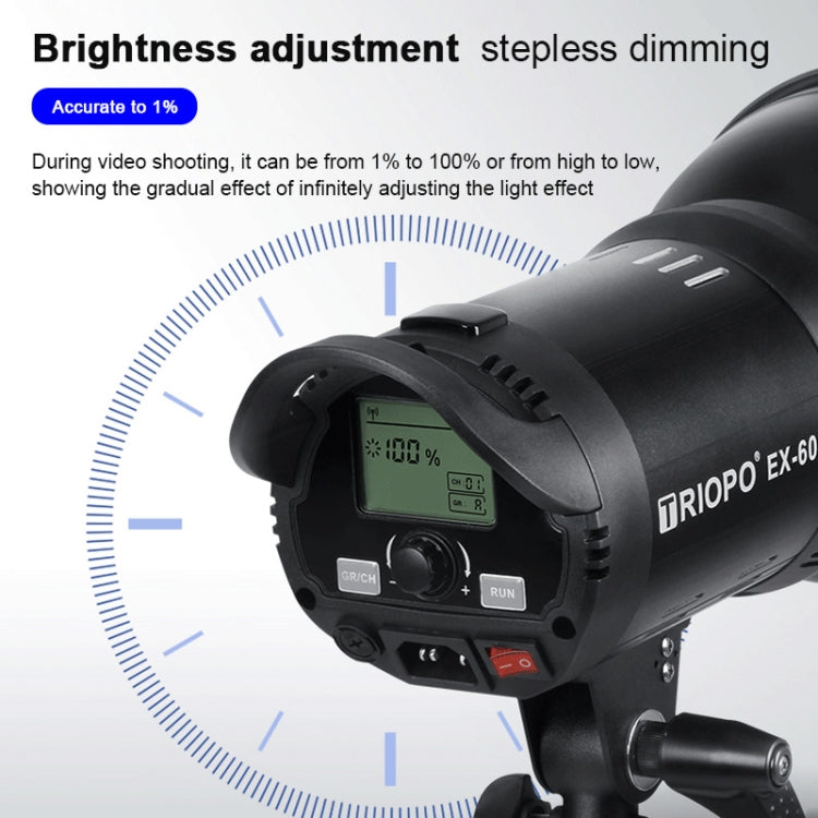 TRIOPO EX-60W Studio Flash Built-in Dissipate Heat System with EX-60III LED Single Light