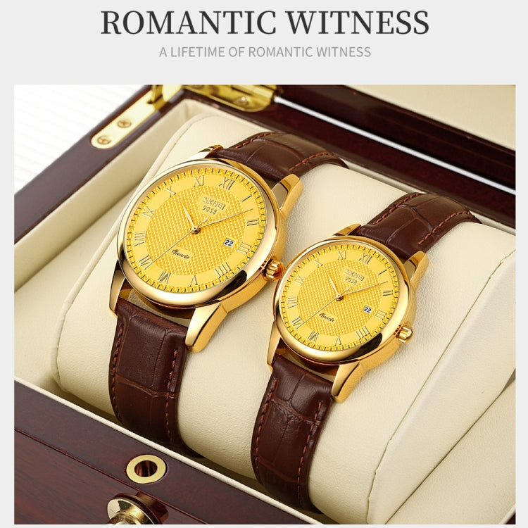 SKMEI 9058 Multifunctional Outdoor Fashion Waterproof Gold Shell Quartz Wrist Watch, Women Style Black Face Black Strap, Women Style Silver Face Brown Strap, Women Style Gold Face Brown Strap, Men Style Silver Face Brown Strap��������������������������...