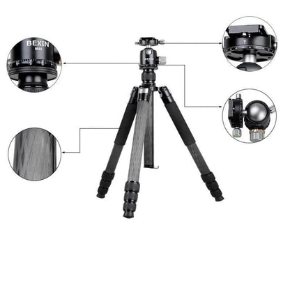 BEXIN W324C M44 Carbon Fiber Tripod Stable Shooting Camera for Vdeo Point Dslr Camera