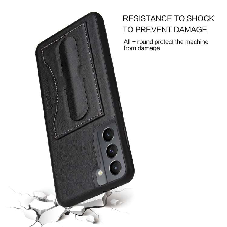 Fierre Shann Full Coverage Protective Leather Case with Holder & Card Slot, For Samsung Galaxy S21 5G, For Samsung Galaxy S21+ 5G, For Samsung Galaxy S21 Ultra 5G