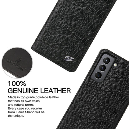 Fierre Shann Crocodile Texture Magnetic Horizontal Flip Genuine Leather Case with Holder & Card Slot, For Samsung Galaxy S21 5G, For Samsung Galaxy S21+ 5G, For Samsung Galaxy S21 Ultra 5G