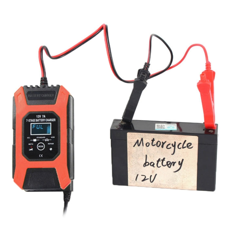 FOXSUR Car / Motorcycle Repair Charger 12V 7A 7-stage + Multi-battery Mode Lead-acid Battery Charger, US Plug, EU Plug, JP Plug, UK Plug