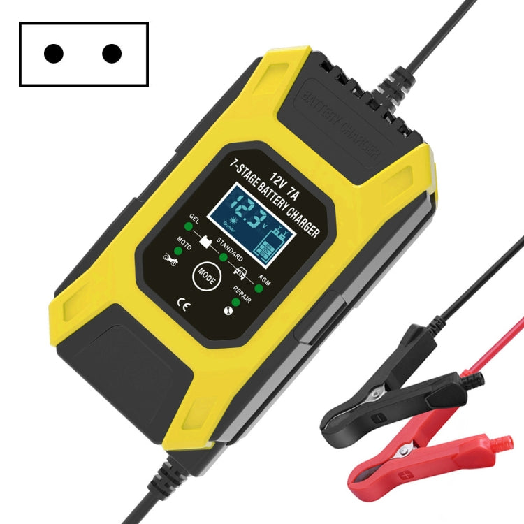 FOXSUR Car / Motorcycle Repair Charger 12V 7A 7-stage + Multi-battery Mode Lead-acid Battery Charger, US Plug, EU Plug, JP Plug, UK Plug