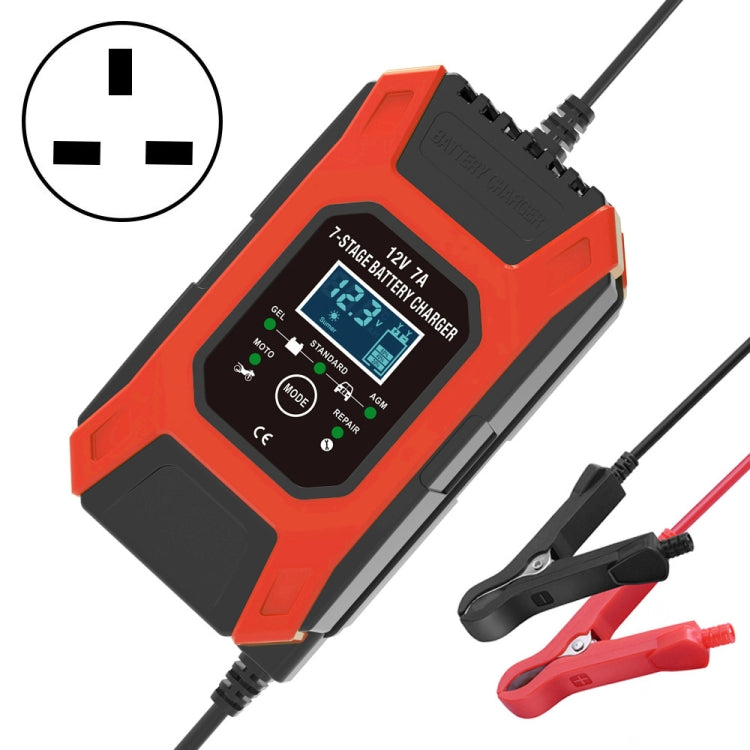 FOXSUR Car / Motorcycle Repair Charger 12V 7A 7-stage + Multi-battery Mode Lead-acid Battery Charger, US Plug, EU Plug, JP Plug, UK Plug