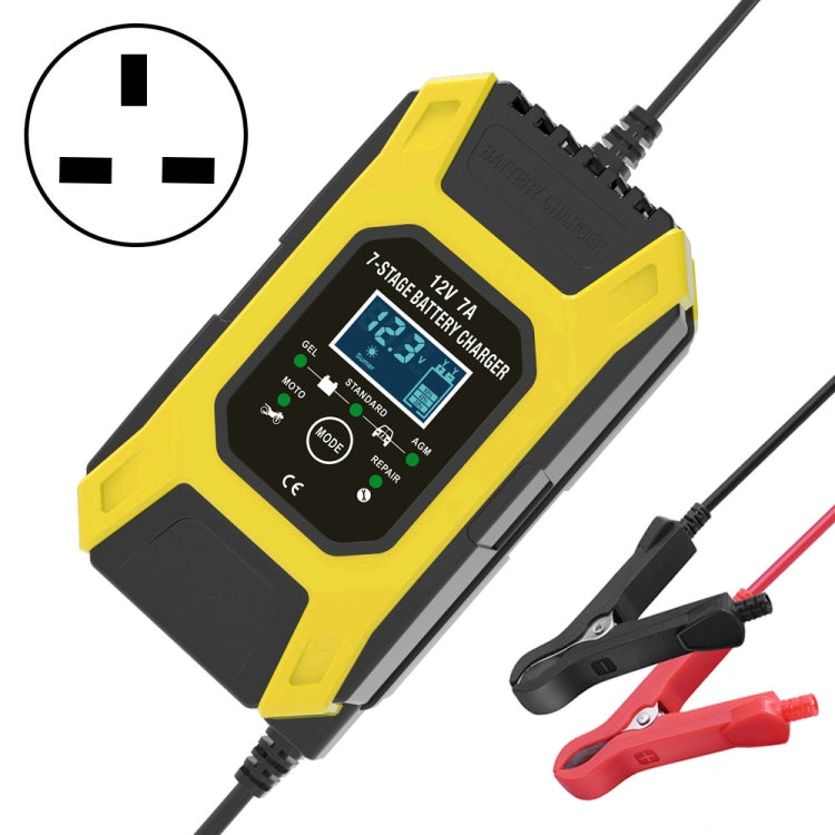 FOXSUR Car / Motorcycle Repair Charger 12V 7A 7-stage + Multi-battery Mode Lead-acid Battery Charger, US Plug, EU Plug, JP Plug, UK Plug