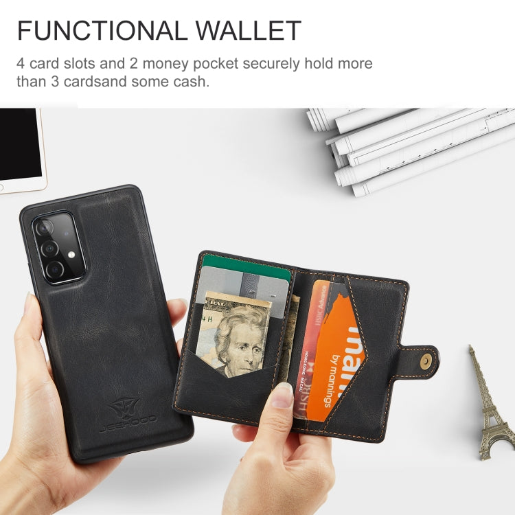 JEEHOOD Retro Magnetic Detachable Protective Case with Wallet & Card Slot & Holder, For Samsung Galaxy A52 5G, For Samsung Galaxy A72 5G, For Samsung Galaxy A12 5G, For Samsung Galaxy A42 5G, For Samsung Galaxy A51 5G, For Samsung Galaxy A71 5G