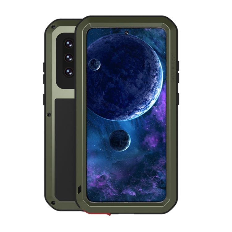 LOVE MEI Metal Shockproof Waterproof Dustproof Protective Case with Glass, For Samsung Galaxy A32 5G, For Samsung Galaxy A42, For Samsung Galaxy A52 5G / 4G, For Samsung Galaxy S21 5G, For Samsung Galaxy S21+ 5G, For Samsung Galaxy A72 5G / 4G