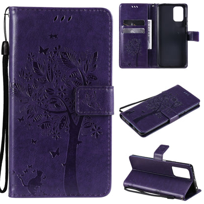 Tree & Cat Pattern Pressed Printing Horizontal Flip PU Leather Case with Holder & Card Slots & Wallet & Lanyard, For Xiaomi Redmi Note 10 4G, For Xiaomi Redmi Note 10 Pro, For Samsung Galaxy A32 4G, For Samsung Galaxy S21 FE, For Xiaomi Mi 11 Lite 5G��...