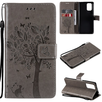 Tree & Cat Pattern Pressed Printing Horizontal Flip PU Leather Case with Holder & Card Slots & Wallet & Lanyard, For Xiaomi Redmi Note 10 4G, For Xiaomi Redmi Note 10 Pro, For Samsung Galaxy A32 4G, For Samsung Galaxy S21 FE, For Xiaomi Mi 11 Lite 5G��...