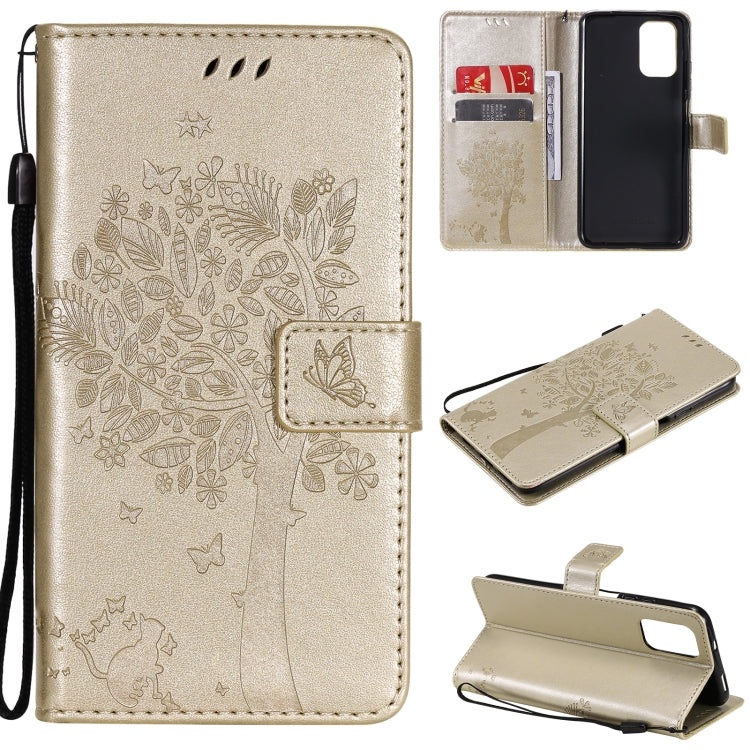 Tree & Cat Pattern Pressed Printing Horizontal Flip PU Leather Case with Holder & Card Slots & Wallet & Lanyard, For Xiaomi Redmi Note 10 4G, For Xiaomi Redmi Note 10 Pro, For Samsung Galaxy A32 4G, For Samsung Galaxy S21 FE, For Xiaomi Mi 11 Lite 5G��...