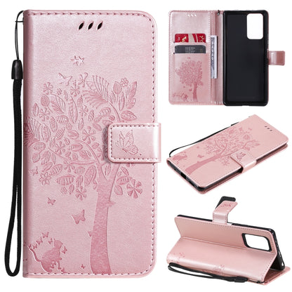 Tree & Cat Pattern Pressed Printing Horizontal Flip PU Leather Case with Holder & Card Slots & Wallet & Lanyard, For Xiaomi Redmi Note 10 4G, For Xiaomi Redmi Note 10 Pro, For Samsung Galaxy A32 4G, For Samsung Galaxy S21 FE, For Xiaomi Mi 11 Lite 5G��...
