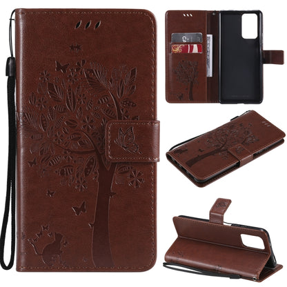 Tree & Cat Pattern Pressed Printing Horizontal Flip PU Leather Case with Holder & Card Slots & Wallet & Lanyard, For Xiaomi Redmi Note 10 4G, For Xiaomi Redmi Note 10 Pro, For Samsung Galaxy A32 4G, For Samsung Galaxy S21 FE, For Xiaomi Mi 11 Lite 5G��...