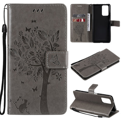 Tree & Cat Pattern Pressed Printing Horizontal Flip PU Leather Case with Holder & Card Slots & Wallet & Lanyard, For Xiaomi Redmi Note 10 4G, For Xiaomi Redmi Note 10 Pro, For Samsung Galaxy A32 4G, For Samsung Galaxy S21 FE, For Xiaomi Mi 11 Lite 5G��...