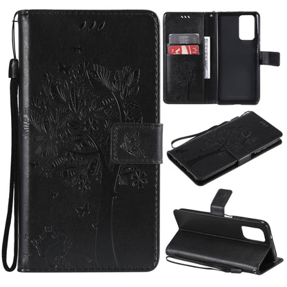 Tree & Cat Pattern Pressed Printing Horizontal Flip PU Leather Case with Holder & Card Slots & Wallet & Lanyard, For Xiaomi Redmi Note 10 4G, For Xiaomi Redmi Note 10 Pro, For Samsung Galaxy A32 4G, For Samsung Galaxy S21 FE, For Xiaomi Mi 11 Lite 5G��...