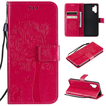 Tree & Cat Pattern Pressed Printing Horizontal Flip PU Leather Case with Holder & Card Slots & Wallet & Lanyard, For Xiaomi Redmi Note 10 4G, For Xiaomi Redmi Note 10 Pro, For Samsung Galaxy A32 4G, For Samsung Galaxy S21 FE, For Xiaomi Mi 11 Lite 5G��...