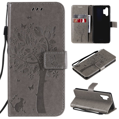 Tree & Cat Pattern Pressed Printing Horizontal Flip PU Leather Case with Holder & Card Slots & Wallet & Lanyard, For Xiaomi Redmi Note 10 4G, For Xiaomi Redmi Note 10 Pro, For Samsung Galaxy A32 4G, For Samsung Galaxy S21 FE, For Xiaomi Mi 11 Lite 5G��...