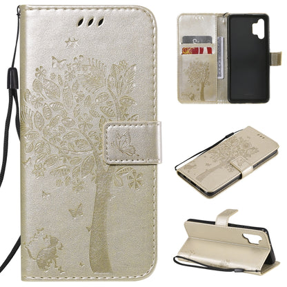 Tree & Cat Pattern Pressed Printing Horizontal Flip PU Leather Case with Holder & Card Slots & Wallet & Lanyard, For Xiaomi Redmi Note 10 4G, For Xiaomi Redmi Note 10 Pro, For Samsung Galaxy A32 4G, For Samsung Galaxy S21 FE, For Xiaomi Mi 11 Lite 5G��...