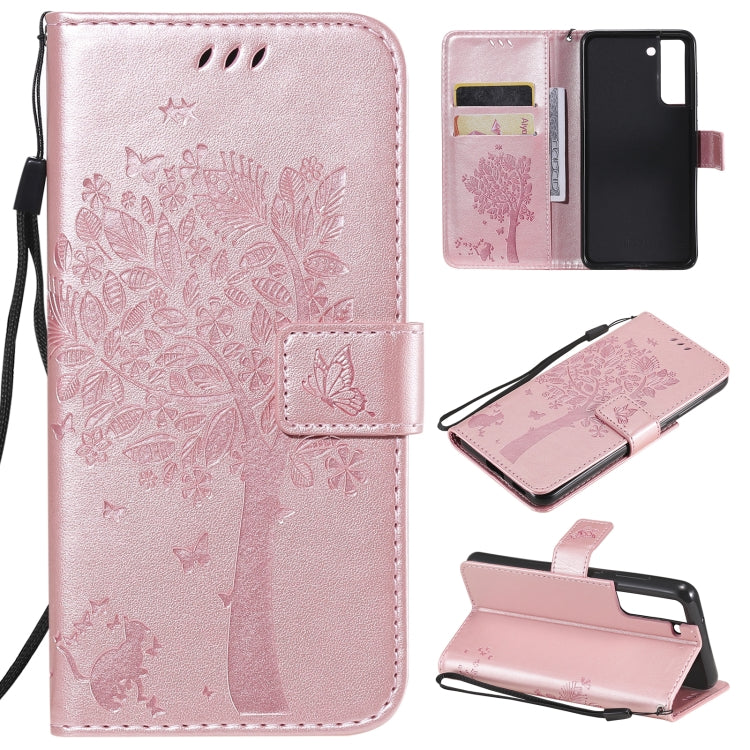 Tree & Cat Pattern Pressed Printing Horizontal Flip PU Leather Case with Holder & Card Slots & Wallet & Lanyard, For Xiaomi Redmi Note 10 4G, For Xiaomi Redmi Note 10 Pro, For Samsung Galaxy A32 4G, For Samsung Galaxy S21 FE, For Xiaomi Mi 11 Lite 5G��...