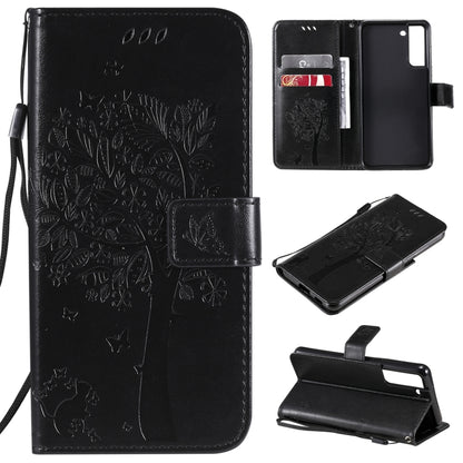 Tree & Cat Pattern Pressed Printing Horizontal Flip PU Leather Case with Holder & Card Slots & Wallet & Lanyard, For Xiaomi Redmi Note 10 4G, For Xiaomi Redmi Note 10 Pro, For Samsung Galaxy A32 4G, For Samsung Galaxy S21 FE, For Xiaomi Mi 11 Lite 5G��...
