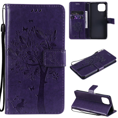Tree & Cat Pattern Pressed Printing Horizontal Flip PU Leather Case with Holder & Card Slots & Wallet & Lanyard, For Xiaomi Redmi Note 10 4G, For Xiaomi Redmi Note 10 Pro, For Samsung Galaxy A32 4G, For Samsung Galaxy S21 FE, For Xiaomi Mi 11 Lite 5G��...