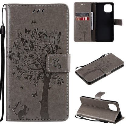 Tree & Cat Pattern Pressed Printing Horizontal Flip PU Leather Case with Holder & Card Slots & Wallet & Lanyard, For Xiaomi Redmi Note 10 4G, For Xiaomi Redmi Note 10 Pro, For Samsung Galaxy A32 4G, For Samsung Galaxy S21 FE, For Xiaomi Mi 11 Lite 5G��...
