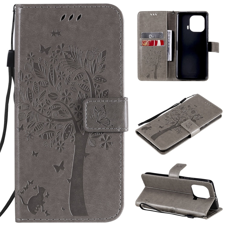 Tree & Cat Pattern Pressed Printing Horizontal Flip PU Leather Case with Holder & Card Slots & Wallet & Lanyard, For Xiaomi Redmi Note 10 4G, For Xiaomi Redmi Note 10 Pro, For Samsung Galaxy A32 4G, For Samsung Galaxy S21 FE, For Xiaomi Mi 11 Lite 5G��...