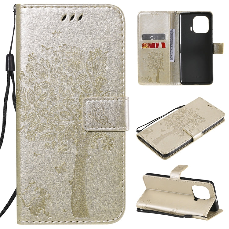 Tree & Cat Pattern Pressed Printing Horizontal Flip PU Leather Case with Holder & Card Slots & Wallet & Lanyard, For Xiaomi Redmi Note 10 4G, For Xiaomi Redmi Note 10 Pro, For Samsung Galaxy A32 4G, For Samsung Galaxy S21 FE, For Xiaomi Mi 11 Lite 5G��...