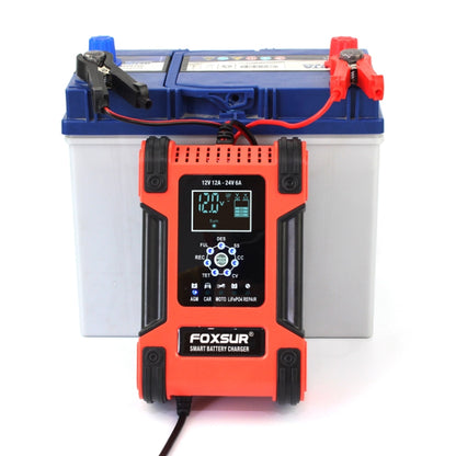 FOXSUR 12A / 12V / 24V Car / Motorcycle 7-stage Lead-acid Battery AGM Charger, 12A, US Plug, 12A, EU Plug, 12A, JP Plug, 12A, UK Plug
