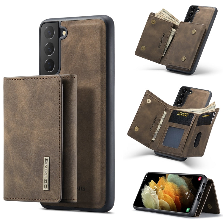 DG.MING M1 Series 3-Fold Multi Card Wallet  Back Cover Shockproof Case with Holder Function, For Samsung Galaxy A12 5G, For Samsung Galaxy A21s, For Samsung Galaxy A22 5G, For Samsung Galaxy S21, For Samsung Galaxy S21 FE, For Samsung Galaxy S21+