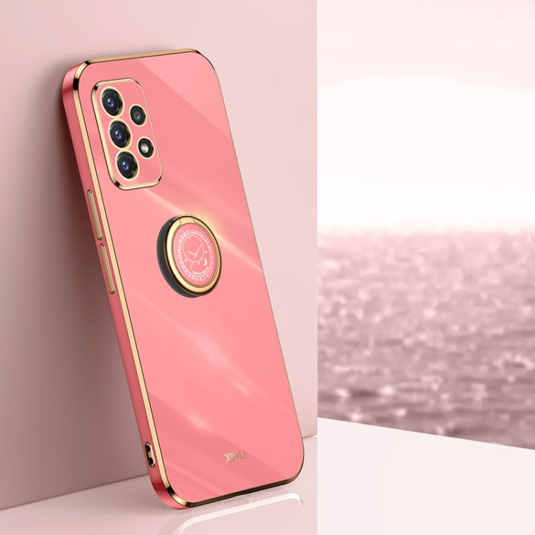 XINLI Straight Edge 6D Electroplate TPU Phone Case with Ring Holder, For Samsung Galaxy A22 4G, For Samsung Galaxy A52 5G, For Samsung Galaxy A72 5G, For Samsung Galaxy A82 5G
