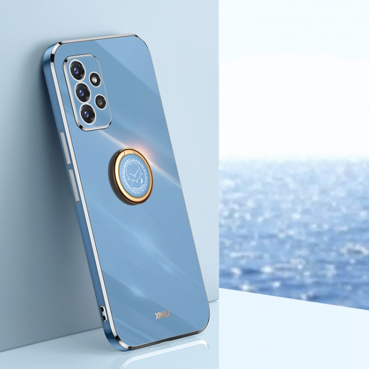 XINLI Straight Edge 6D Electroplate TPU Phone Case with Ring Holder, For Samsung Galaxy A22 4G, For Samsung Galaxy A52 5G, For Samsung Galaxy A72 5G, For Samsung Galaxy A82 5G
