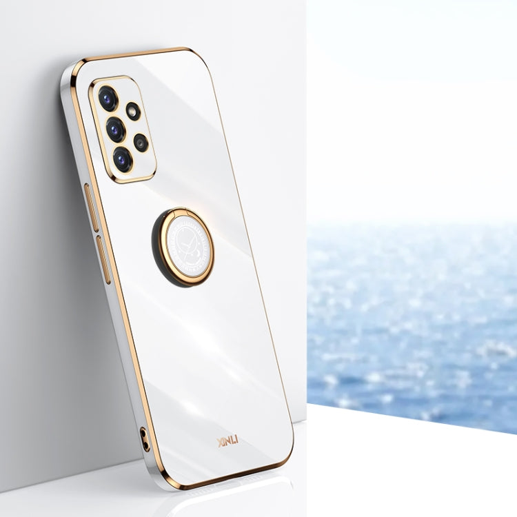 XINLI Straight Edge 6D Electroplate TPU Phone Case with Ring Holder, For Samsung Galaxy A22 4G, For Samsung Galaxy A52 5G, For Samsung Galaxy A72 5G, For Samsung Galaxy A82 5G