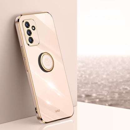 XINLI Straight Edge 6D Electroplate TPU Phone Case with Ring Holder, For Samsung Galaxy A22 4G, For Samsung Galaxy A52 5G, For Samsung Galaxy A72 5G, For Samsung Galaxy A82 5G
