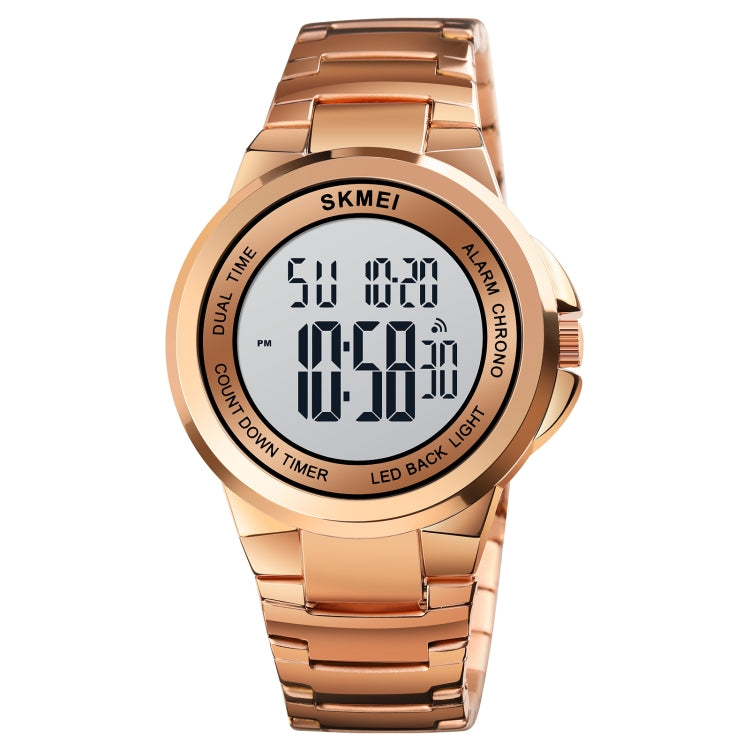 SKMEI 1712 Dual Time LED Digital Display Luminous Stainless Steel Strap Electronic Watch