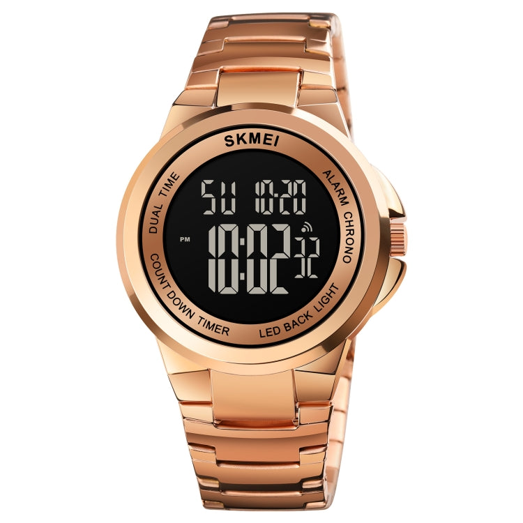 SKMEI 1712 Dual Time LED Digital Display Luminous Stainless Steel Strap Electronic Watch
