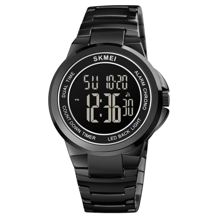 SKMEI 1712 Dual Time LED Digital Display Luminous Stainless Steel Strap Electronic Watch