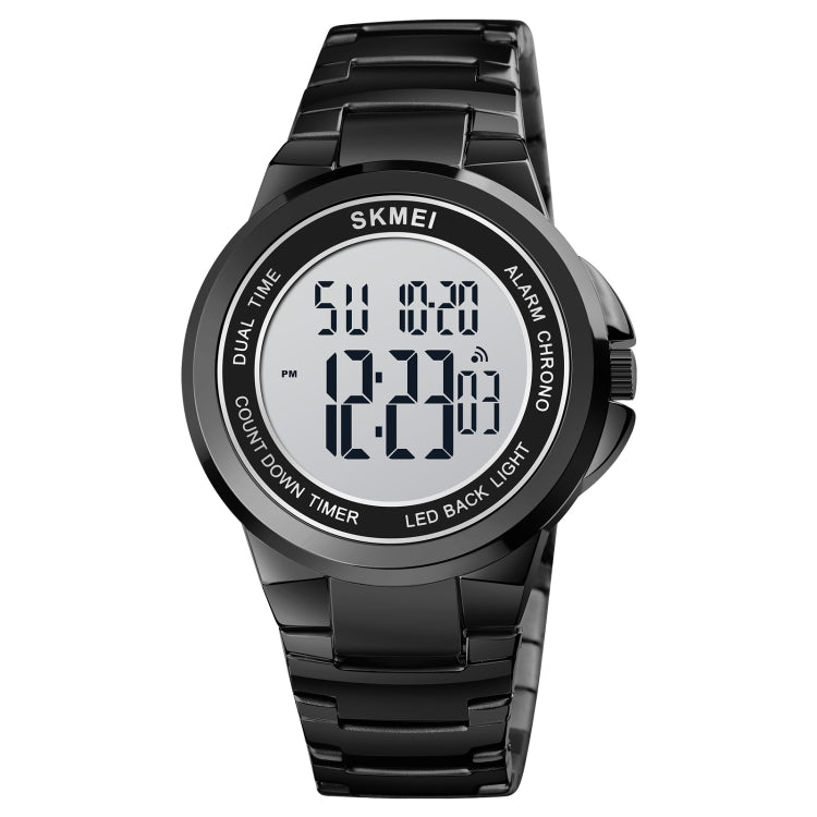 SKMEI 1712 Dual Time LED Digital Display Luminous Stainless Steel Strap Electronic Watch