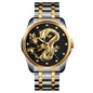SKMEI 9193 Men Golden Dragon Pattern Calendar Dial Luminous Quartz Watch