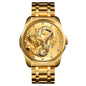 SKMEI 9193 Men Golden Dragon Pattern Calendar Dial Luminous Quartz Watch