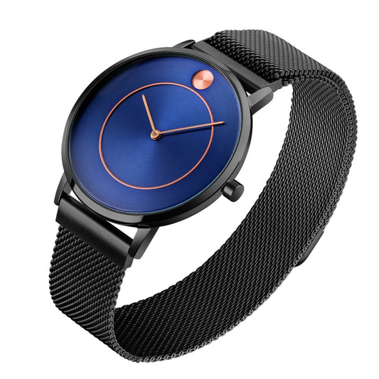 SKMEI 9197 Simple Non-scale Dial Metal Mesh Belt Quartz Watch for Ladies