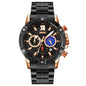 SKMEI 9235 Men Moonphase Stopwatch Stainless Steel Strap Quartz Watch
