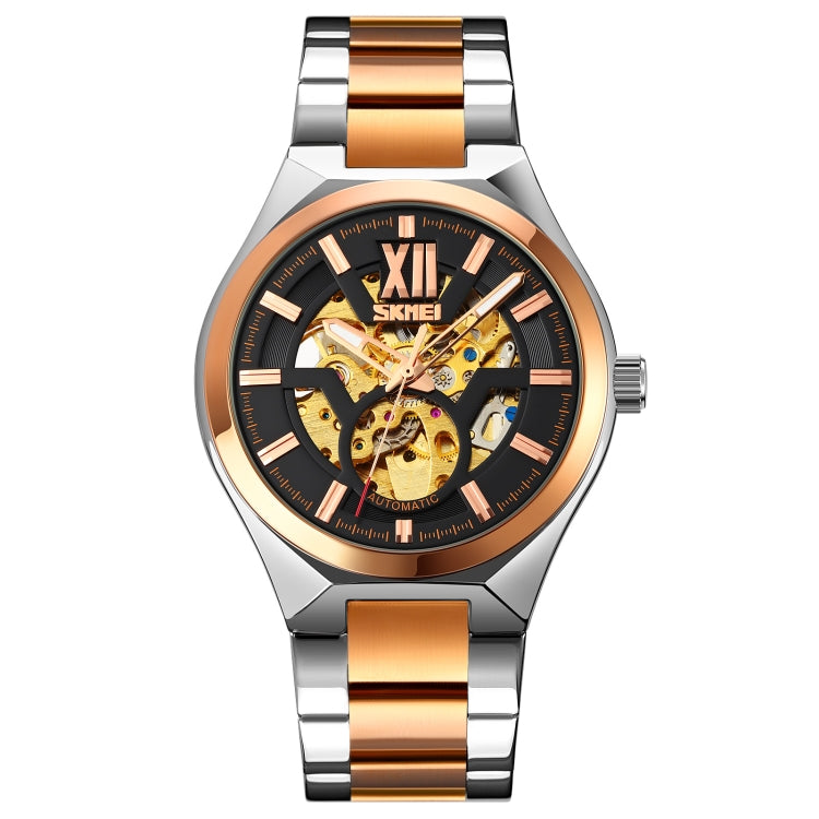 SKMEI 9258 Men Two-color Stainless Steel Strap Automatic Mechanical Watch