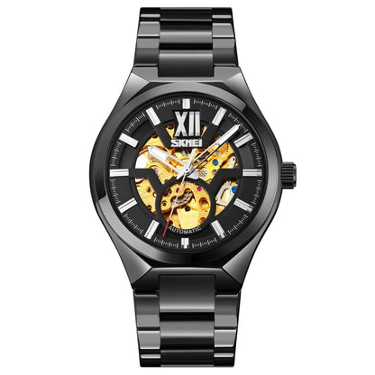 SKMEI 9258 Men Two-color Stainless Steel Strap Automatic Mechanical Watch