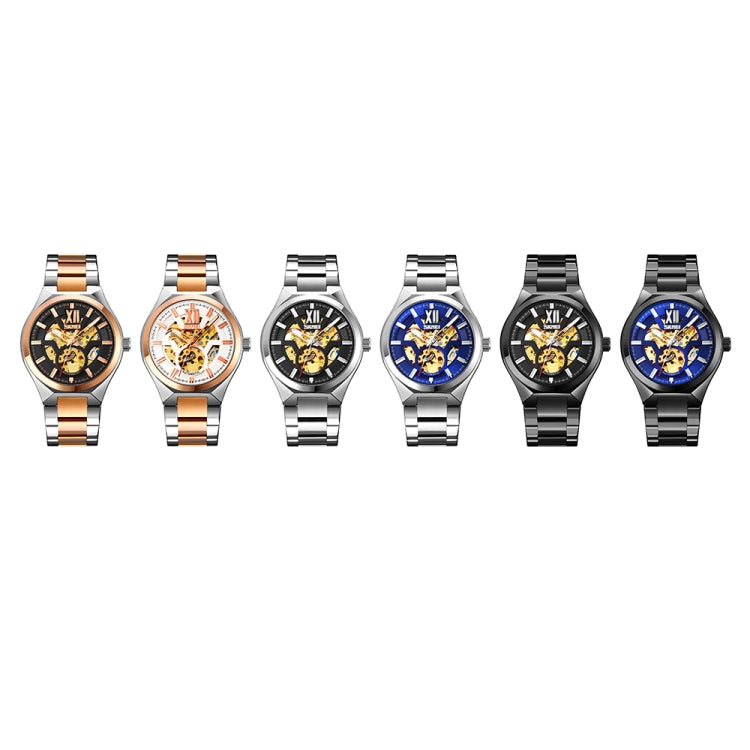 SKMEI 9258 Men Two-color Stainless Steel Strap Automatic Mechanical Watch