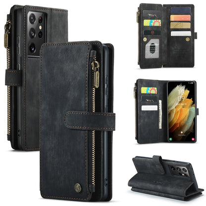 CaseMe-C30 PU + TPU Multifunctional Horizontal Flip Leather Case with Holder & Card Slot & Wallet & Zipper Pocket, For Samsung Galaxy A12, For Samsung Galaxy A52 5G / 4G, For Samsung Galaxy Note10+, For Samsung Galaxy Note20 Ultra, For Samsung Galaxy S...